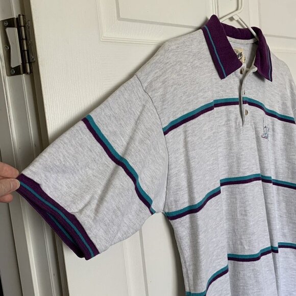 Dehen Alaska Shirt Mens Large Gray Purple Blue Casual Short Sleeve Vintage - Picture 4 of 11